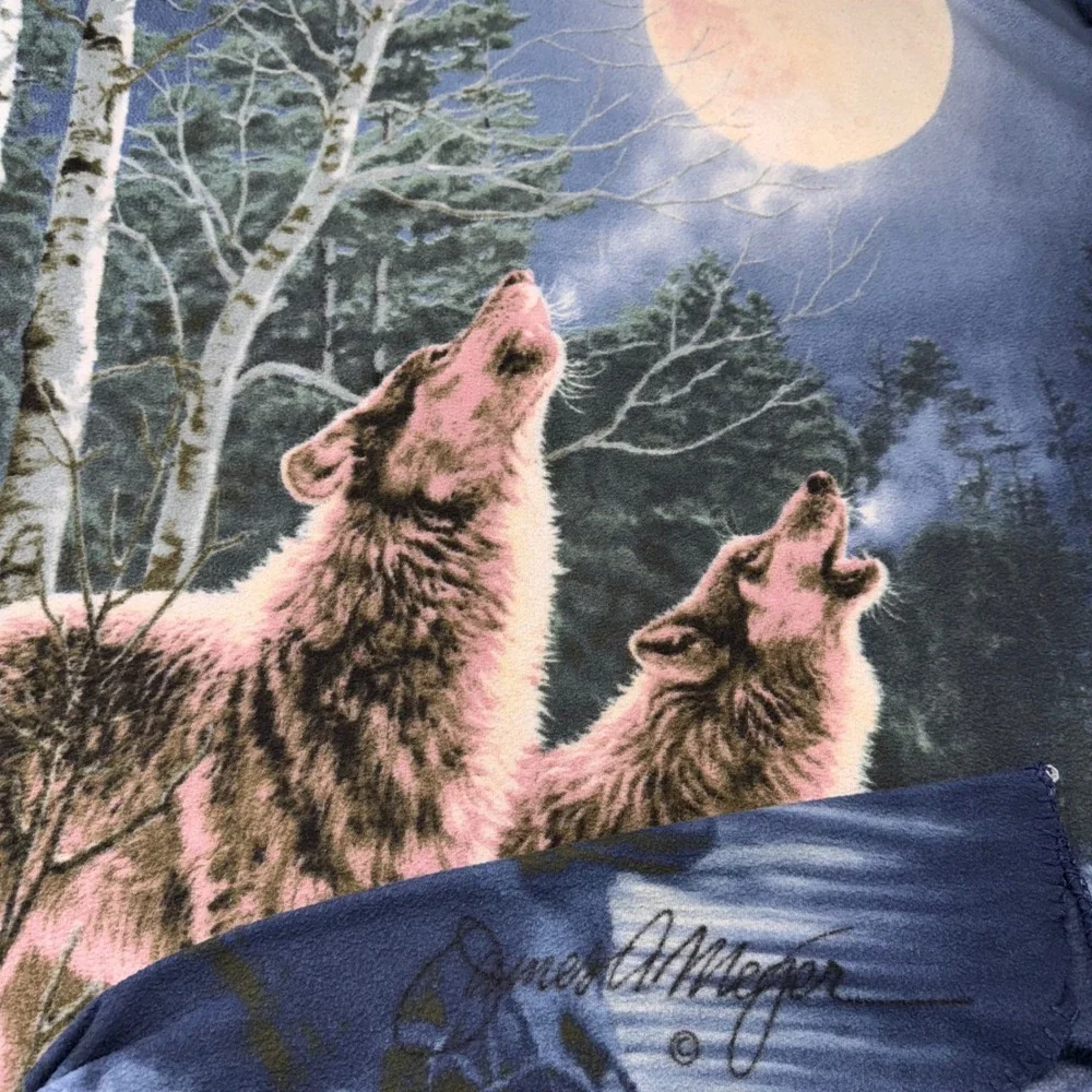James Meger Wolves‎ Moon Fleece Throw Blanket Cabin Decor Kids